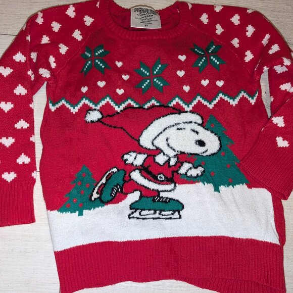 Peanuts SNOOPY Christmas Sweater Girls Size 3T - Picture 1 of 3